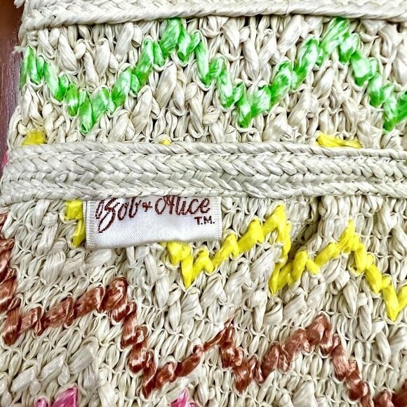 Vtg Bob & Alice Woven Macrame Multicolored Chevron Print Medium Shoulder Bag - Picture 11 of 12